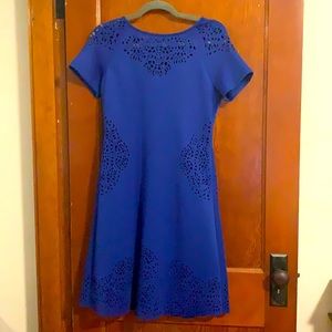 T Tahari royal blue doily cutout cocktail dress